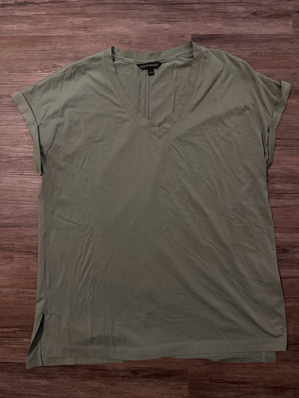 Banana Republic Olive Green V-Neck Tee